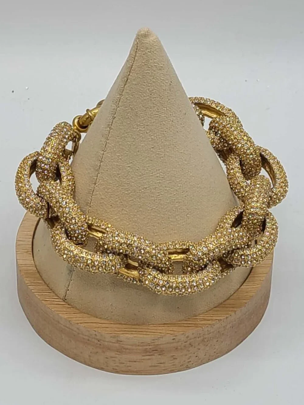 J Crew Chunky Gold Tone Pave Bracelet Like New